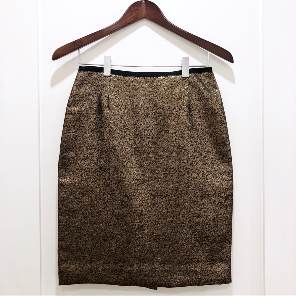 NWT Tory Burch Festive Gold Metallic Skirt Size 0